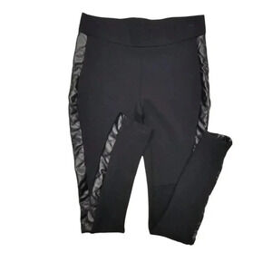 {Carmen Marc Valvo} Quilted Side Panel Vegan Leather Leggings